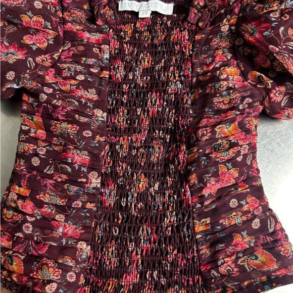 Ivy City Co Mini Stephanie Top Dramatic Puff Sleeve Square Neck Smocked Blouse 2 - Picture 6 of 6